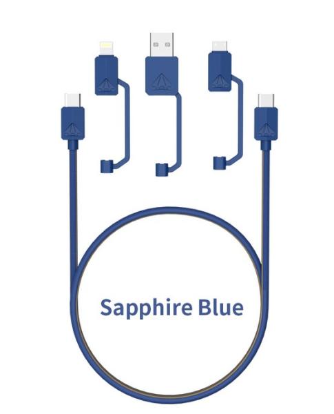 Комбиниран кабел за бързо зареждане USB Type-C / Micro USB / Lightning / USB-A син цвят