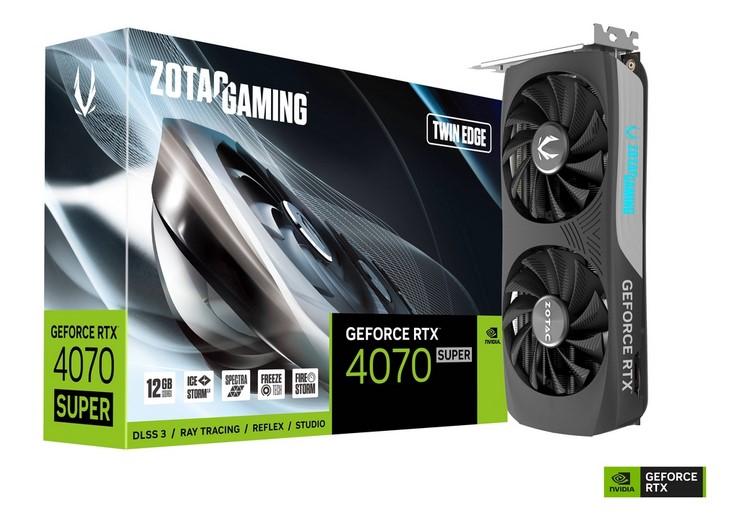 Видео карта ZOTAC GAMING GeForce RTX 4070 SUPER Twin Edge 12GB GDDR6X, 192-bit, HDMI, 3x DP