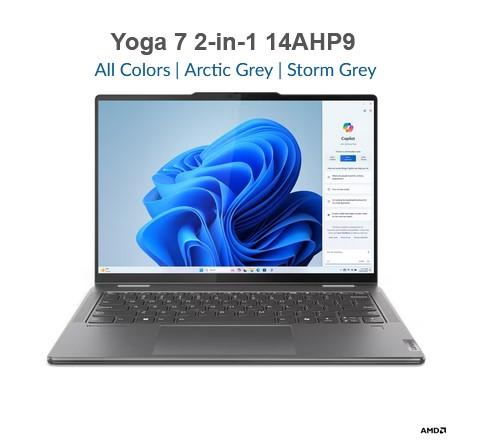 Лаптоп Lenovo Yoga 7 2-in-1 14AHP9, 14.0" (35.56 cm), Full HD+, Touch, AMD Ryzen 7 8840HS 8C (3.3/5.1GHz, 16 MBcache), AMD Radeon 780M, 16GB LPDDR5x, 1TB SSD, Windows 11 Home + Pen 