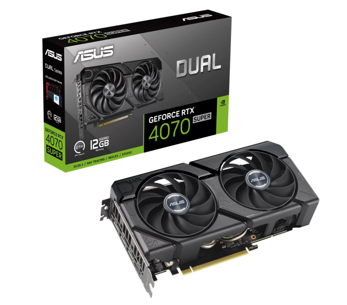 Видео карта ASUS Dual GeForce RTX 4070 SUPER EVO 12GB GDDR6X,12GB GDDR6X DLSS, 192-bit, HDMI, 3x DisplayPort