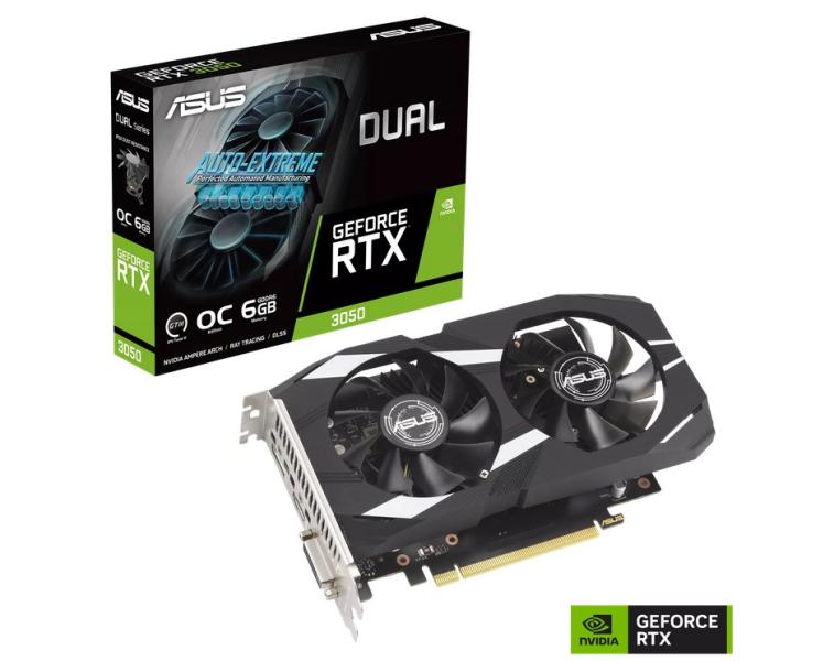 Видео карта ASUS Dual GeForce RTX 3050 OC Edition 6GB GDDR6, 96-bit, DVI-I, HDMI, DP