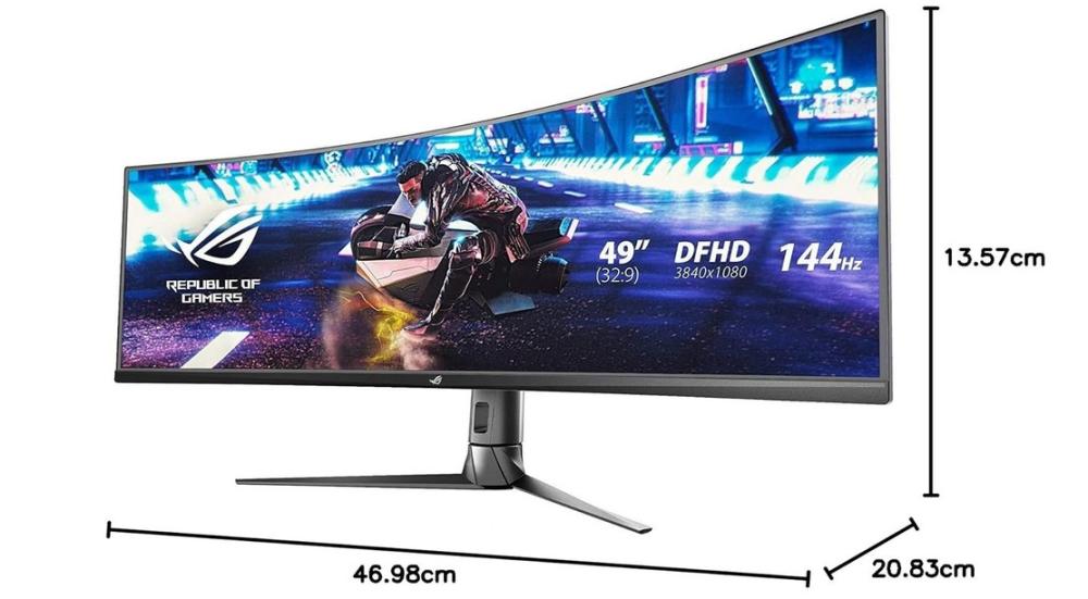Монитор ASUS ROG STRIX XG49VQ, 49" (124.46 cm) Gaming Curved DFHD, 144Hz, Dual Full HD HDR, 4ms, Speaker, USB, HDMI, DP