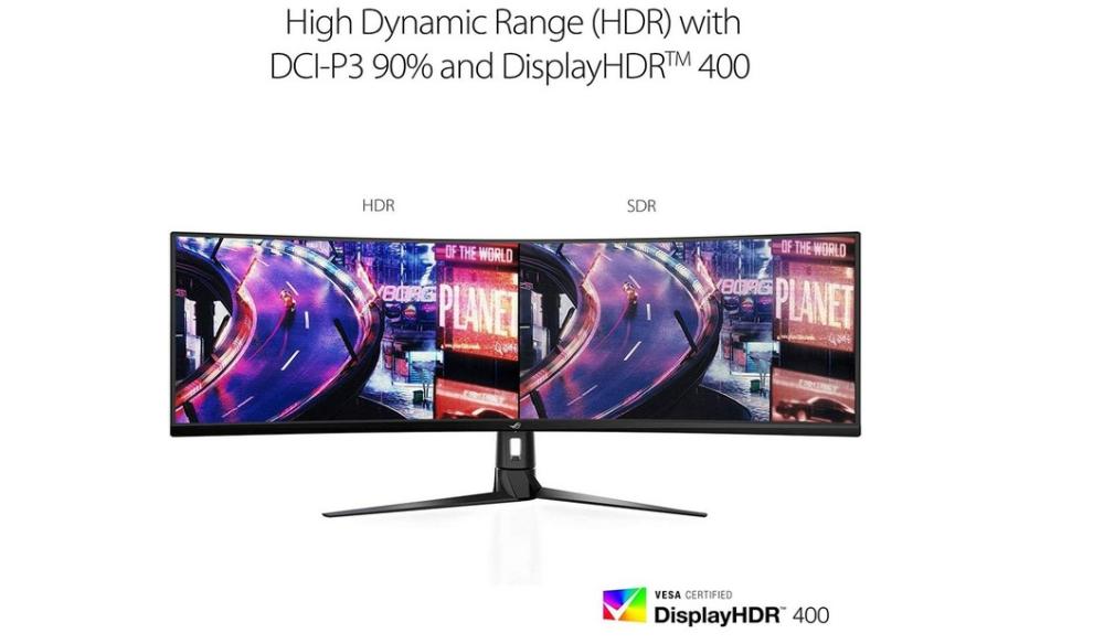 Монитор ASUS ROG STRIX XG49VQ, 49" (124.46 cm) Gaming Curved DFHD, 144Hz, Dual Full HD HDR, 4ms, Speaker, USB, HDMI, DP