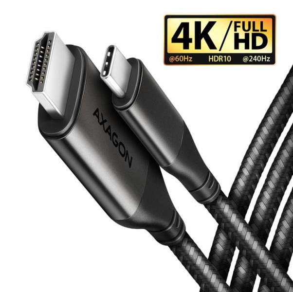 Кабел AXAGON RVC-HI2MC, USB Type-C към HDMI 2.0, 4K/60Hz Aluminum, 1,8m