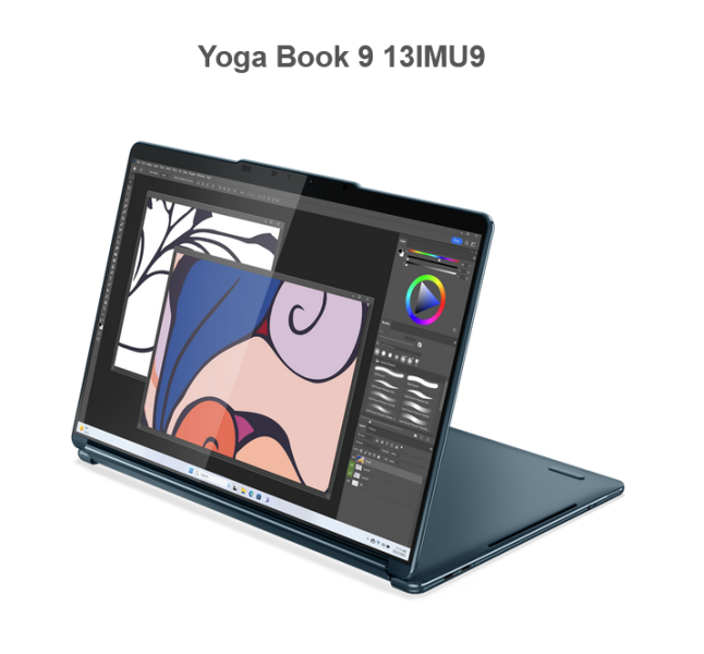 Лаптоп LENOVO YOGA Book 9, Intel Core Ultra 7 155U 12C (1.7 / 4.8 GHz, 12MB Cache) 13.3" (33.78 cm) 2.8k OLED Touchscreen, 32GB DDR5, 1TB PCIe 4.0, Windows 11 Pro