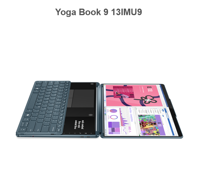 Лаптоп LENOVO YOGA Book 9, Intel Core Ultra 7 155U 12C (1.7 / 4.8 GHz, 12MB Cache) 13.3" (33.78 cm) 2.8k OLED Touchscreen, 32GB DDR5, 1TB PCIe 4.0, Windows 11 Pro