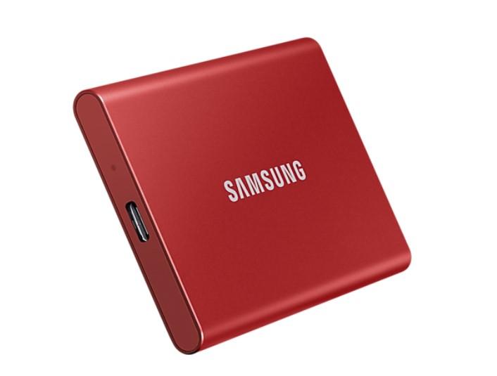 Samsung Portable SSD T7 500GB, Read 1050 MB/s Write 1000 MB/s, Metallic Red, USB 3.2 Gen.2 (10Gbps)