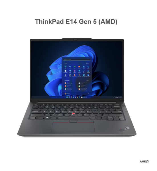 Лаптоп Lenovo ThinkPad E14 Gen 5, AMD Ryzen 7 7730U 8C (2.0/4.5GHz, 16MB cache), 14" (35.56cm) WUXGA Anti-Glare, 24GB DDR4, 1TB SSD NVMe, 2x USB 3.2 Type-C, Free DOS