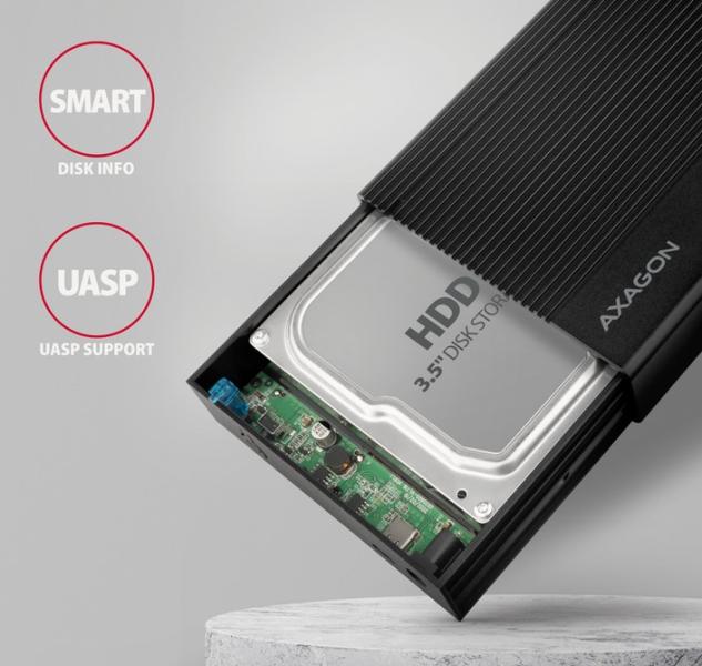 Кутия Axagon EE35-GTR, USB 3.2 Gen 1, SATA 6G, 3.5"(8.89cm) HDD 