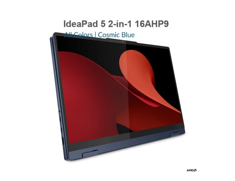 Лаптоп LENOVO IdeaPad 5 2-in-1 16AHP9, AMD Ryzen 5 8645HS 6C (4.3 / 5.0GHz, 16MB), 16.0" (40.64 cm)  WUXGA, IPS, 60Hz, 60Hz, Touchscreen, 16GB LPDDR5x, 512GB SSD,  Windows 11 Home