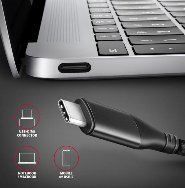 Кабел AXAGON RVC-HI2M, USB Type-C към HDMI 2.0 adapter 4K/60Hz Aluminum, 25 cm