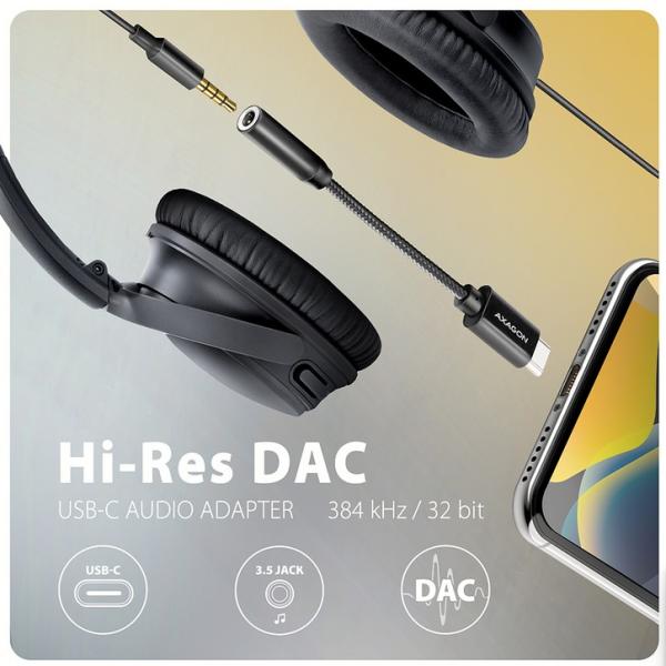 Адаптер AXAGON ADA-HC USB Type-C (мъжко) към 3.5 mm (женско), AXAGON ADA-HC USB-C - 3.5mm