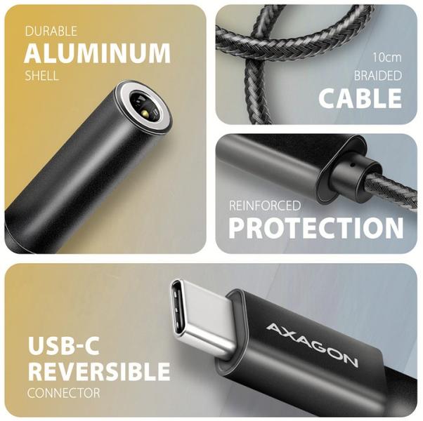 Адаптер AXAGON ADA-HC USB Type-C (мъжко) към 3.5 mm (женско), AXAGON ADA-HC USB-C - 3.5mm