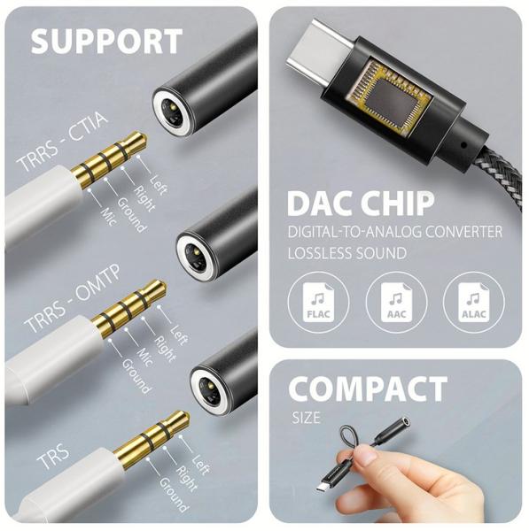 Адаптер AXAGON ADA-HC USB Type-C (мъжко) към 3.5 mm (женско), AXAGON ADA-HC USB-C - 3.5mm