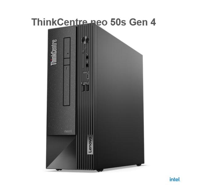Настолен компютър Lenovo ThinkCentre neo 50s Gen 4, Intel Core i3-13100 4C (3.4/5.4GHz, 12MB Cache), 8GB DDR4, 512GB SSD NVMe, 1x USB 3.2 Gen 1 Type-C, 4x USB 3.2 Gen 1, Windows 11 Pro
