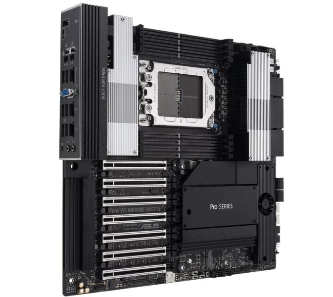 Дънна платка ASUS Pro WS WRX90E-SAGE SE, AMD Socket sTR5,  8x DIMM slots DDR5, 4x PCIe 5.0 M.2 slots, 7x PCIe 5.0 x16 slots, Dual 10 Gb LAN, VGA, 2x Mini DisplayPort, EEB