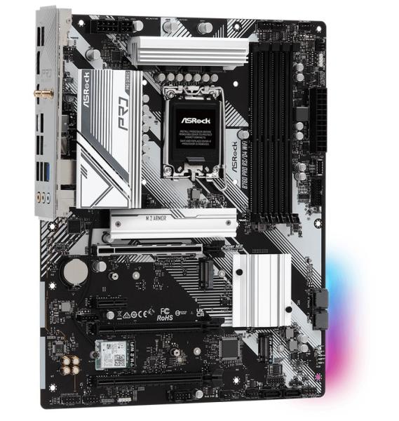 Дънна платка ASROCK B760 Pro RS/D4 WiFi, LGA1700, 4x DDR4, 2x Hyper M.2 (PCIe Gen4x4), 1x M.2 (PCIe Gen4x2), 4x SATAIII, HDMI, DP, ATX