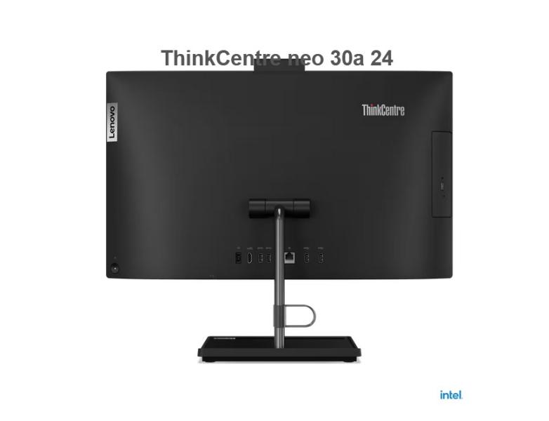 Компютър All in One Lenovo ThinkCentre neo 30a 24, Intel Core i3-1215U 6C (1.2/4.4GHz, 10 MB Cache), 23.8" (60.45cm) Full HD IPS Anti-Glare Display, 8GB DDR4, 256GB SSD NVMe, 2x USB 3.2 Gen 2 Type-A, DVD±RW, Windows 11 Pro