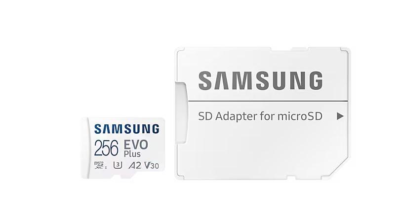 Карта памет Samsung EVO PLUS 256GB micro SD Card EVO Plus with Adapter, Class10 U3, V30, A2, UHS-I U3 Full HD and 4K UHD 160 MB/s read