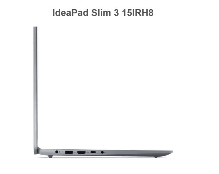 Лаптоп Lenovo IdeaPad Slim 3 15IRH8, Core i5-13420H 8C (2.1/4.6GHz, 12MB), 15.6" (39.62cm) Full HD IPS Anti-Glare Display, 16GB LPDDR5, 512GB SSD NVMe, 1x USB 3.2 Gen 1 Type-C, Free DOS