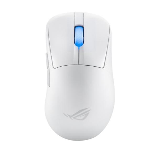 Геймърска мишка ASUS P714 ROG Keris II Ace, Wireless/Bluetooth/USB, 42 000 dpi, бяла