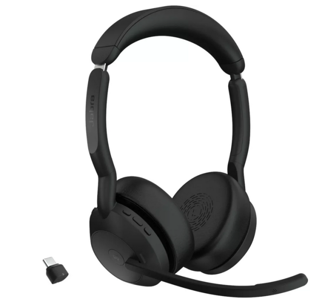 Слушалки Jabra Evolve2 55, Link380c USB-C Bluetooth адаптер, микрофон, черни