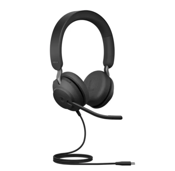 Слушалки Jabra Evolve2 40 SE, MS Stereo, микрофон, USB Type-C, шумоизолиращ дизайн, светлинна индикация за заетост, черни