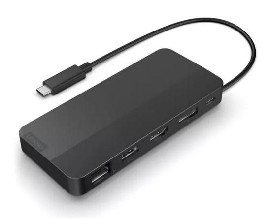 Докинг станция Lenovo Travel Dock, USB-C към 2x USB-C, 1x USB-A, 1x DisplayPort, 1x HDMI, 1x RJ45, черна