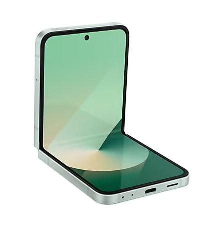 Смартфон Samsung Galaxy Z Flip6 Mint, поддържа 2 sim карти, 6.7" (17.01 cm) Foldable Dynamic AMOLED 2X 120Hz дисплей, осемядрен Snapdragon 8 Gen 3 3.39GHz, 12GB RAM, 512GB Flash памет, 50 + 12 & 10 Mpix камери, Android