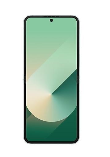 Смартфон Samsung Galaxy Z Flip6 Mint, поддържа 2 sim карти, 6.7" (17.01 cm) Foldable Dynamic AMOLED 2X 120Hz дисплей, осемядрен Snapdragon 8 Gen 3 3.39GHz, 12GB RAM, 512GB Flash памет, 50 + 12 & 10 Mpix камери, Android