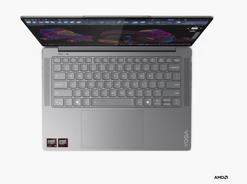 Лаптоп Lenovo Yoga Pro 7 14ASP9, AMD Ryzen AI 9 365 10C (2.0/5.0GHz, 24MB Cache)14.5" (36.83cm) WQXGA OLED 400nits 120Hz Glare Display, (HDMI), 32GB LPDDR5X, 1TB SSD NVMe, 1x USB4, 1x USB 3.2 Gen 2 Type-C, Windows 11 Home