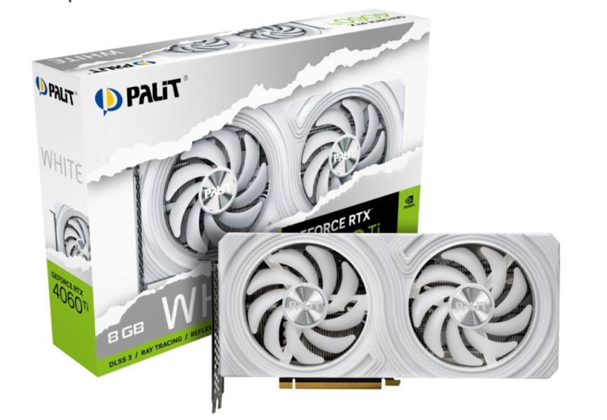 Видео карта Palit RTX 4060Ti White 8GB GDDR6,128-bit, HDMI, 3x DP