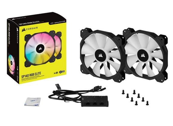 Вентилатор Corsair SP Series, SP140 RGB ELITE, Dual Pack 140mm RGB LED Fan with AirGuide