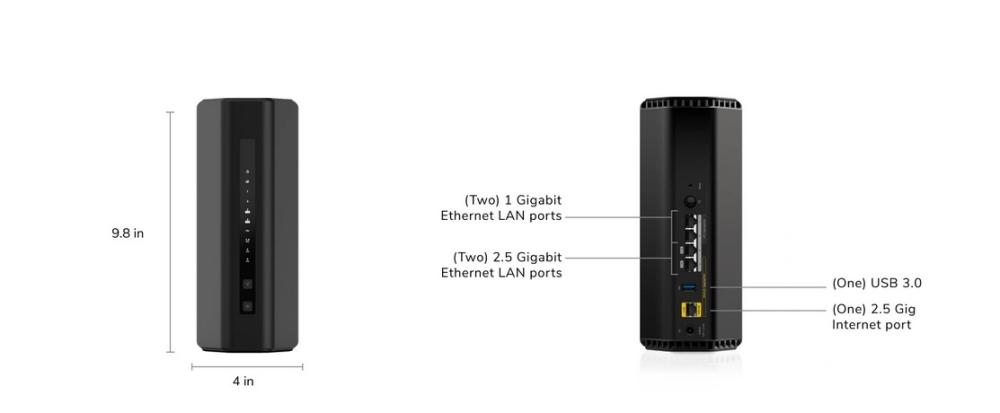 Рутер Nighthawk BE9300 Wi-Fi 7, 2.4GHz (700Mbps) / 5GHz (2900Mbps) / 6GHz (5800Mbps), Wireless BE, 2x LAN 100/1000/2500Mbps, LAN 2x 10Base-T/100Base-TX/1000Base-T, 1x WAN 100/1000/2500Mbps