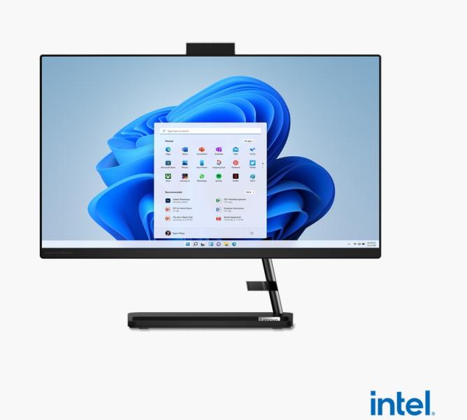 Компютър Lenovo IdeaCentre AIO 3 24IAP7, Intel Core i5-12450H 8C (2.0/4.4GHz, 12MB Cache), 23.8" (60.45 cm) Full HD WVA Anti-glare, 16GB DDR4, 512GB SSD, Free DOS, Black