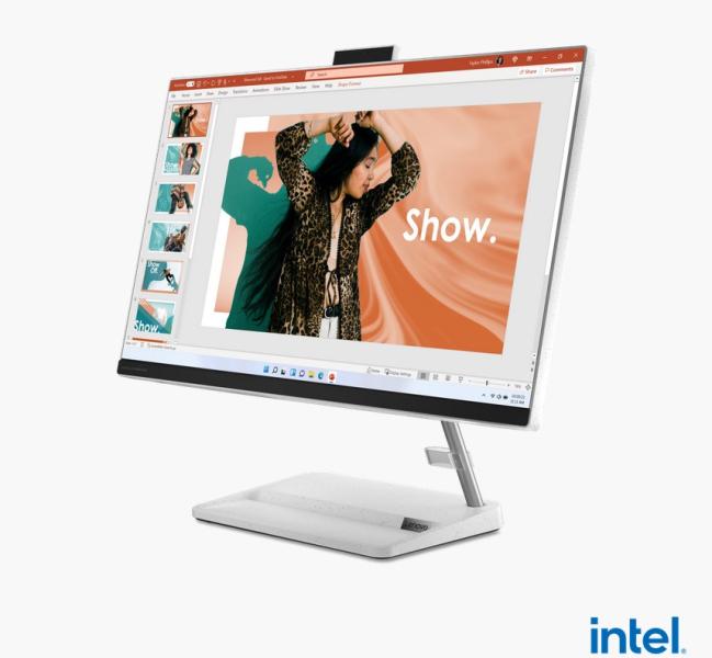 Компютър Lenovo IdeaCentre AIO 3 24IAP7, Intel Core i5-12450H 8C (2.0/4.4GHz, 12MB Cache), 23.8" (60.45 cm) Full HD WVA Anti-glare, 16GB DDR4, 512GB SSD, Free DOS, White