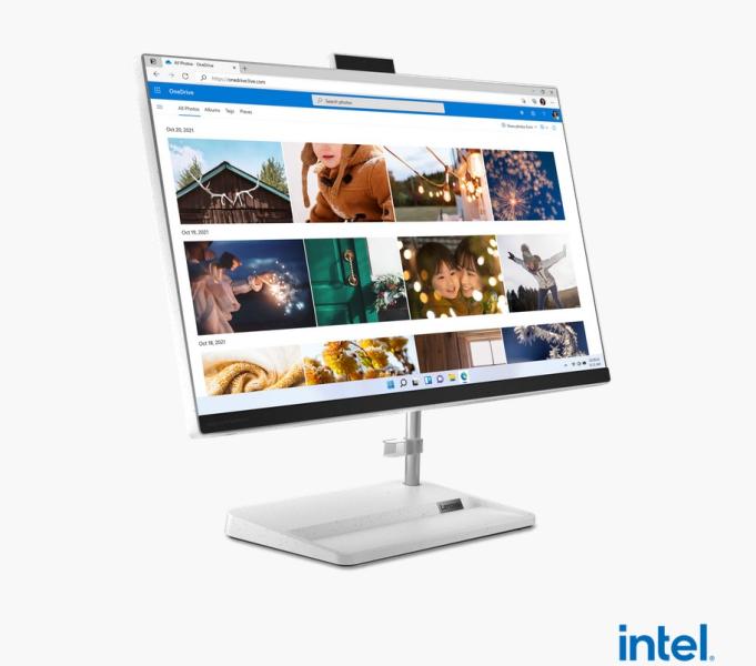 Компютър Lenovo IdeaCentre AIO 3 24IAP7, Intel Core i5-12450H 8C (2.0/4.4GHz, 12MB Cache), 23.8" (60.45 cm) Full HD WVA Anti-glare, 16GB DDR4, 512GB SSD, Free DOS, White