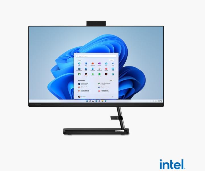 Компютър Lenovo IdeaCentre AIO 3 24IAP7, Intel Core i5 12450H 8C (3.3/4.4GHz, 12MB Cache), 23.8" (60.45 cm) Full HD Anti-glare, 8GB DDR4, 256GB SSD, Free DOS, Black