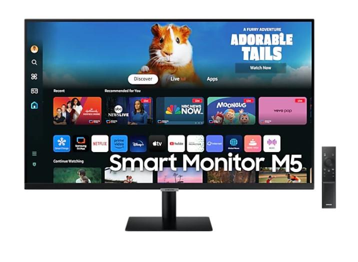 Монитор Samsung Smart Monitor M5 M50D FHD (2024), 27" (68.58cm) VA панел, FHD FLAT, 4ms, HDR10, 250cd/m2, Wi-Fi, Bluetooth, HDMI, USB Hub