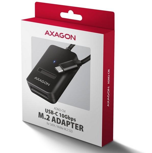 Докоинг станция AXAGON ADM2-CM USB-C 3.2 Gen2 - 1x NVMe/SATA SDD