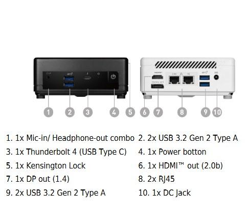 Kомпютър MSI Cubi 5 12M-002BEU, Intel Core i5-1235U 10C (1.3 / 4.4GHz, 12MB Cache), Intel Iris Xe Graphics, 2x DDR4 3200MHz SO-DIMMs, 1x M.2 SSD (NVMe PCIe Gen4 x4), 1x 2.5" HDD / SSD, Wi-Fi 6E+BT, LAN