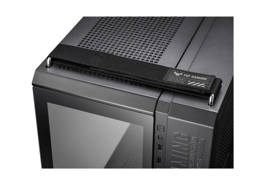 Кутия ASUS TUF GAMING GT502 PLUS TG ARGB BLACK, Mid tower, 2 x USB 3.2, 1 x USB-C 3.2, ATX/microATX/Mini-ITX