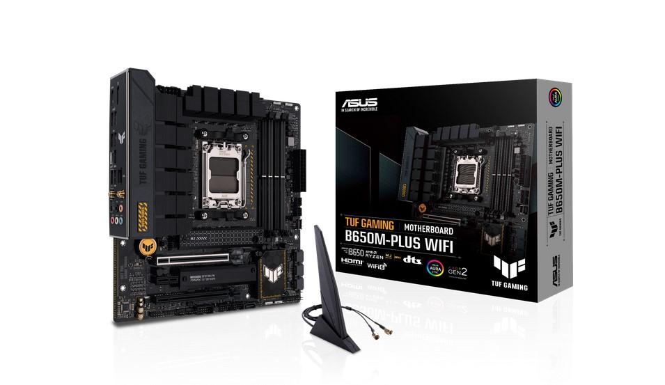 Дънна платка ASUS TUF GAMING B650M-PLUS WIF, AM5, 4 x DDR5, 2 x M.2 slots, 4 x SATA, USB Type-C, HDMI, DP, mATX