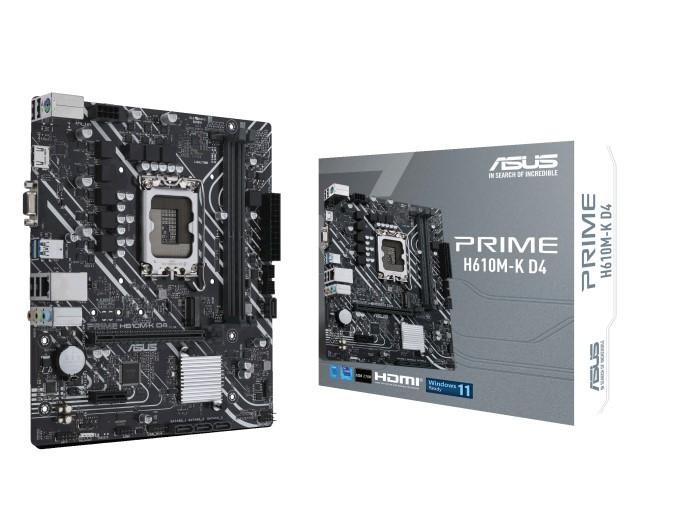 Дънна платка Asus PRIME H610M-K D4, H610, LGA1700, DDR4, PCIe 4.0, 4x SATA 6Gb/s, 1x M.2 slot, 2x USB 3.2 Gen 1, VGA, HDMI, mATX