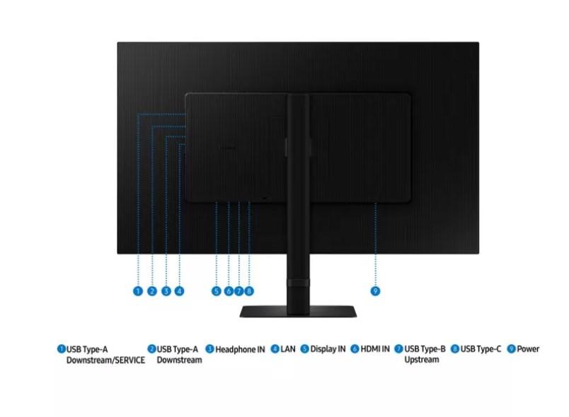 Монитор Samsung ViewFinity S8 LS-32D800UA, 32" (81.28cm) VA панел, 4K/UHD, 5ms, Mega DCR, 350cd/m2, DisplayPort, HDMI, LAN, USB Hub