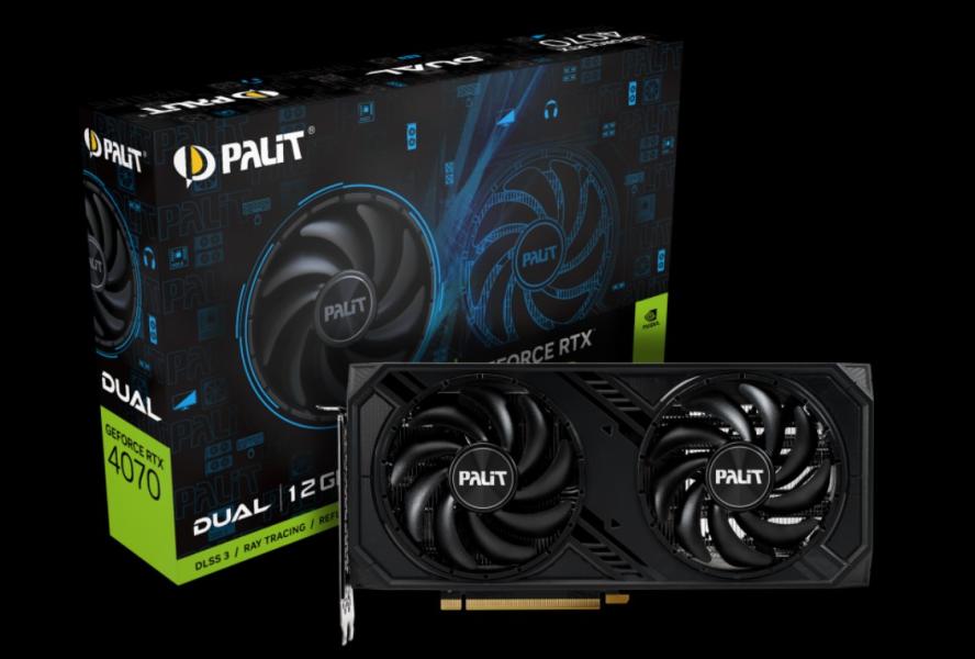 Видео карта Palit RTX 4070 Dual 12GB GDDR6, 192-bit, 1x HDMI, 3 x DP