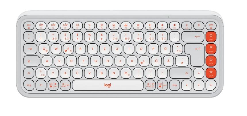 Kлавиатура Logitech POP Icon Keys Off White & Orange, Bluetooth, 4 програмируеми клавиша