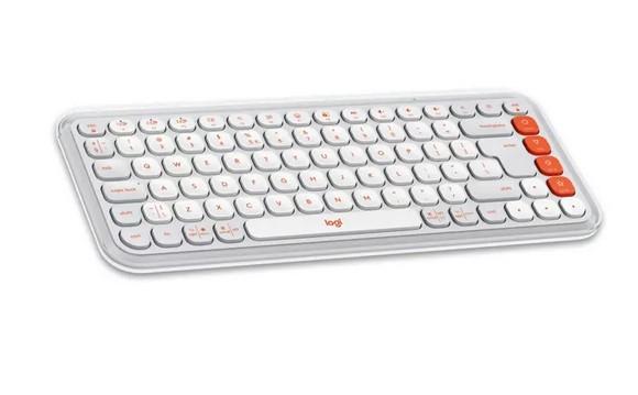 Kлавиатура Logitech POP Icon Keys Off White & Orange, Bluetooth, 4 програмируеми клавиша