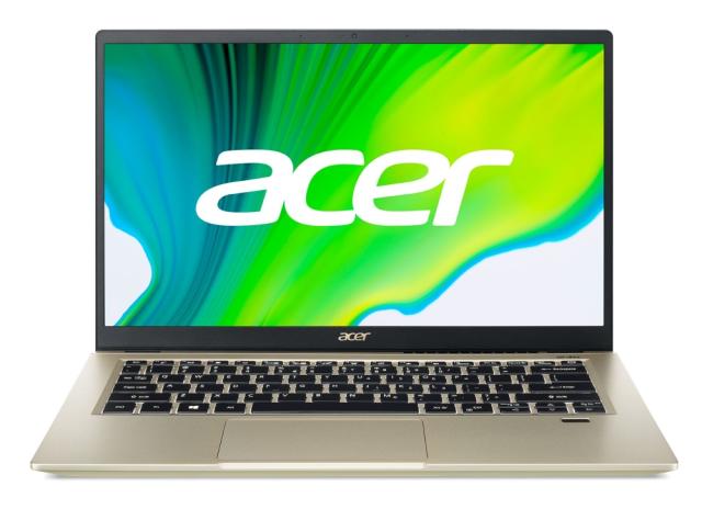 Лаптоп Acer Swift 3X, SF314-510G-538Y, Intel Core i5-1135G7 (up to 4.2Ghz, 8MB), 14" FHD IPS NarrowBoarder, HD Cam, 8GB DDR4, 512GB PCIe SSD, Intel Iris Xe Graphics, TPM, Wi-Fi 6ax, BT, KB Backlight, FPR, Win 10 Pro, Gold