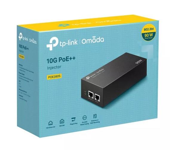 PoE инжектор TP-Link Omada POE380S, 10000 Mbps, 2x LAN (RJ-45), 1x LAN PoE++, 90W